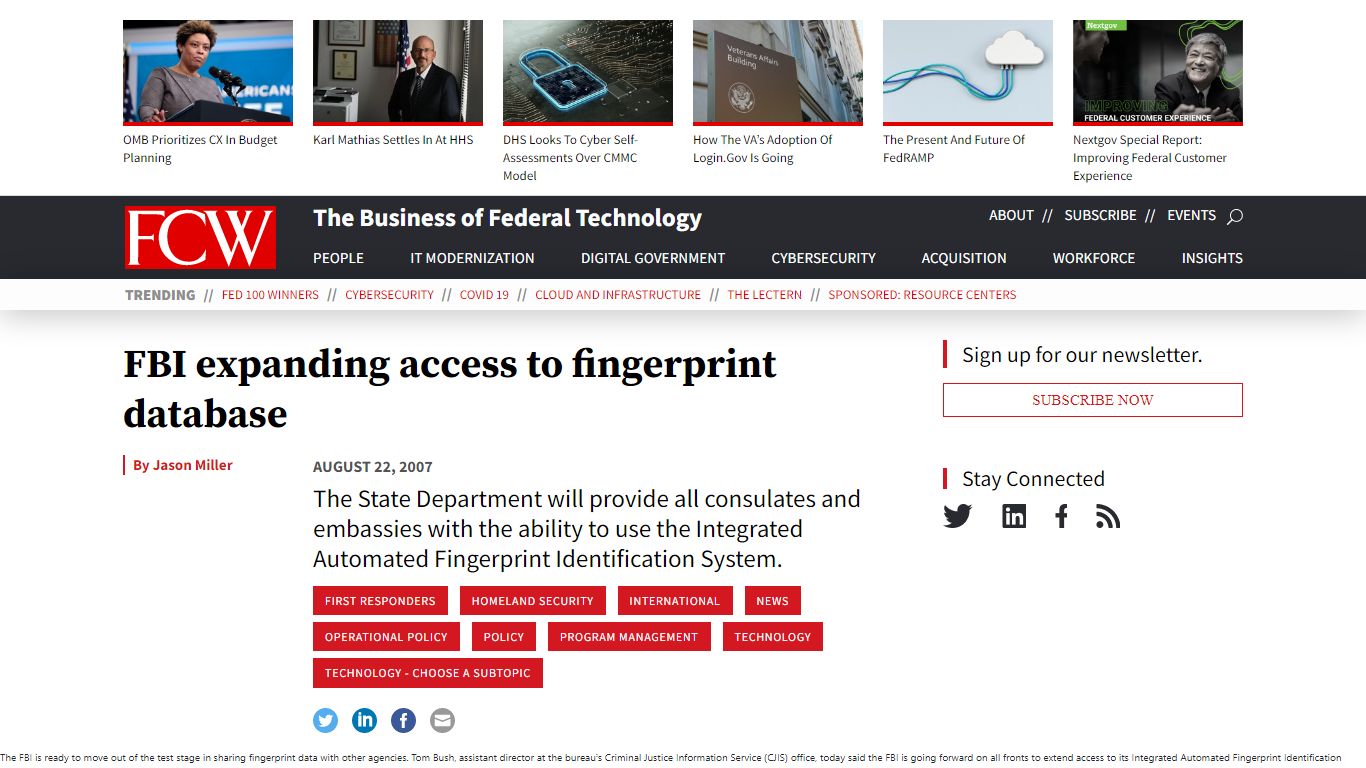 FBI expanding access to fingerprint database - FCW