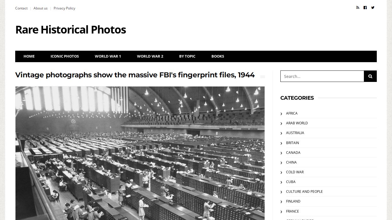 Vintage photographs show the massive FBI's fingerprint files, 1944